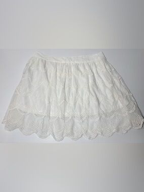 White Lace Scallop Hem Women's Skirt